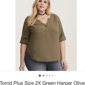 Torrid size 1*~Green Harper Olive Green Challis